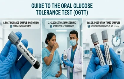 OGTT Test Price in Bangladesh 2026 — Full Price List, Procedure & What You Must Know 2 Pregnant woman drinking a 75g glucose solution during an Oral Glucose Tolerance Test (OGTT) instructed by a medical technologist.