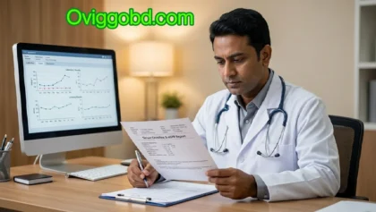Nephrologist reviewing eGFR kidney function test report for CKD diagnosis and treatment protocol